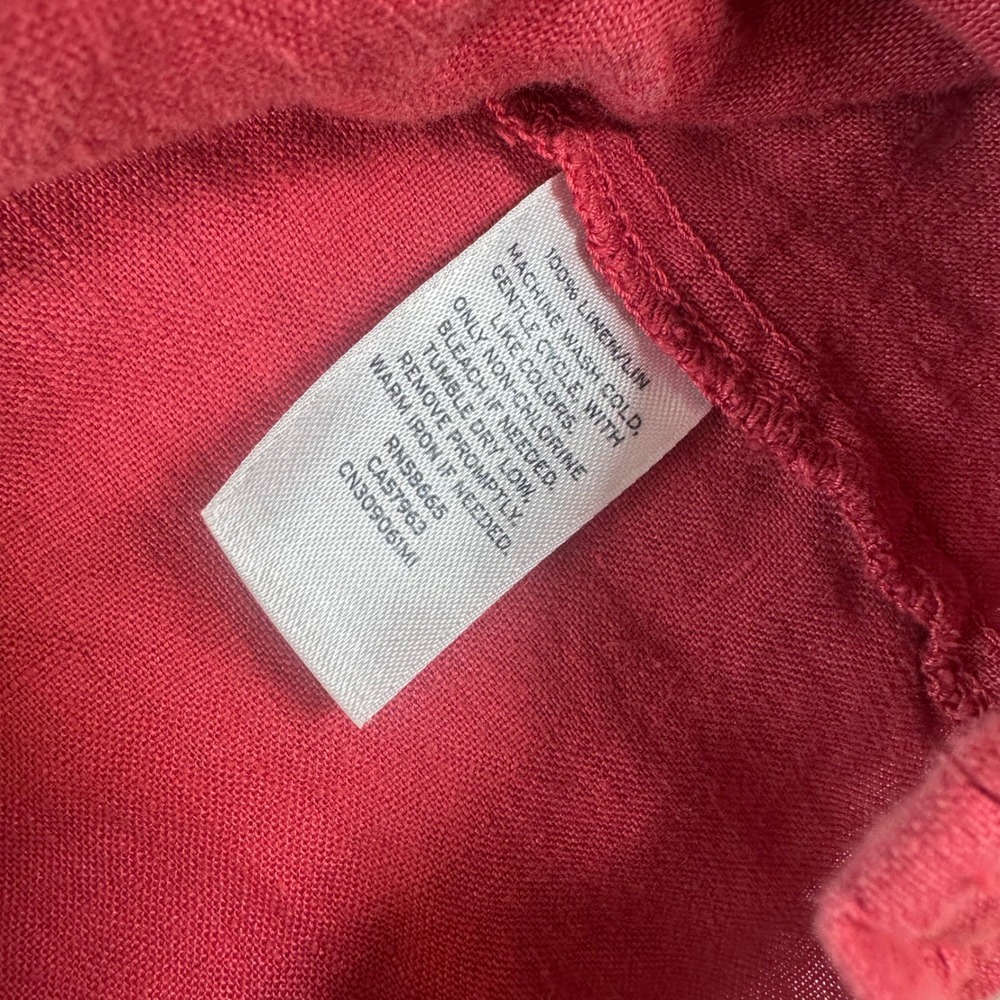Caslon Utility Jacket Women's M Red 100% Linen Button Front Fisherman Lagenlook - Picture 4 of 7